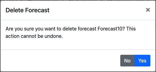 Confirm deletion of the forecast order