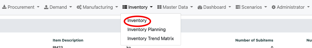 Navigate to the Inventory screen