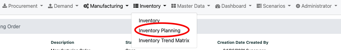 Navigate to Inventory Planning
